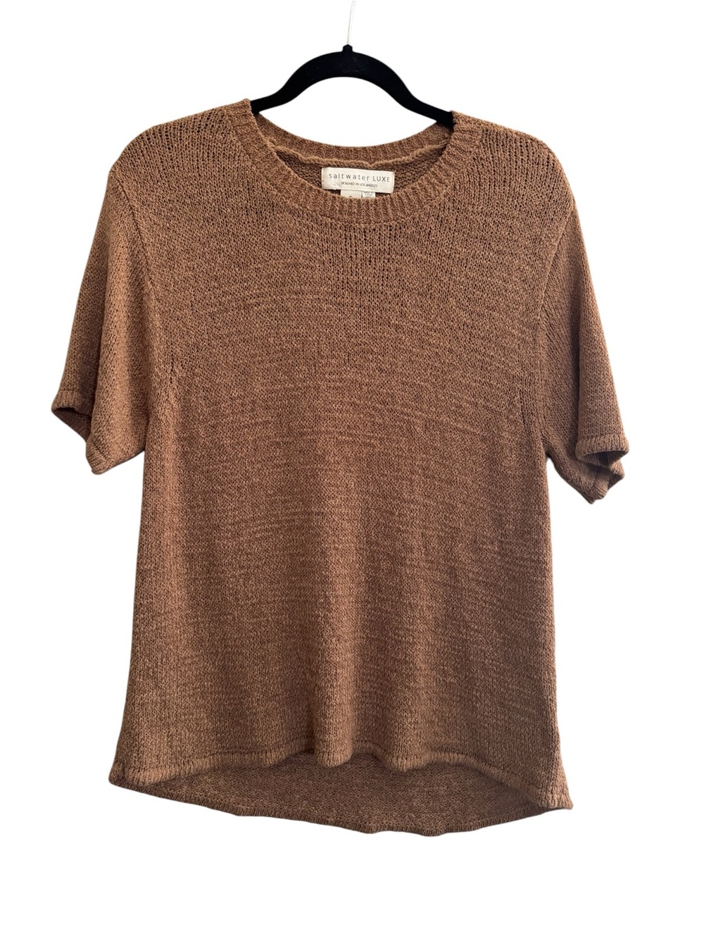 Saltwater Luxe brown Sweater Size Small short sleeve #NE143